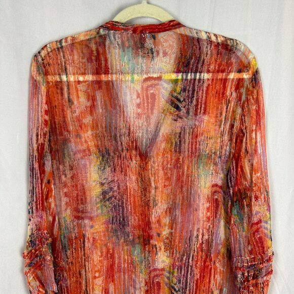 Casual Studio Abstract Blouse Women Medium Red Button Asymmetrical Boho Lagen - Picture 6 of 8